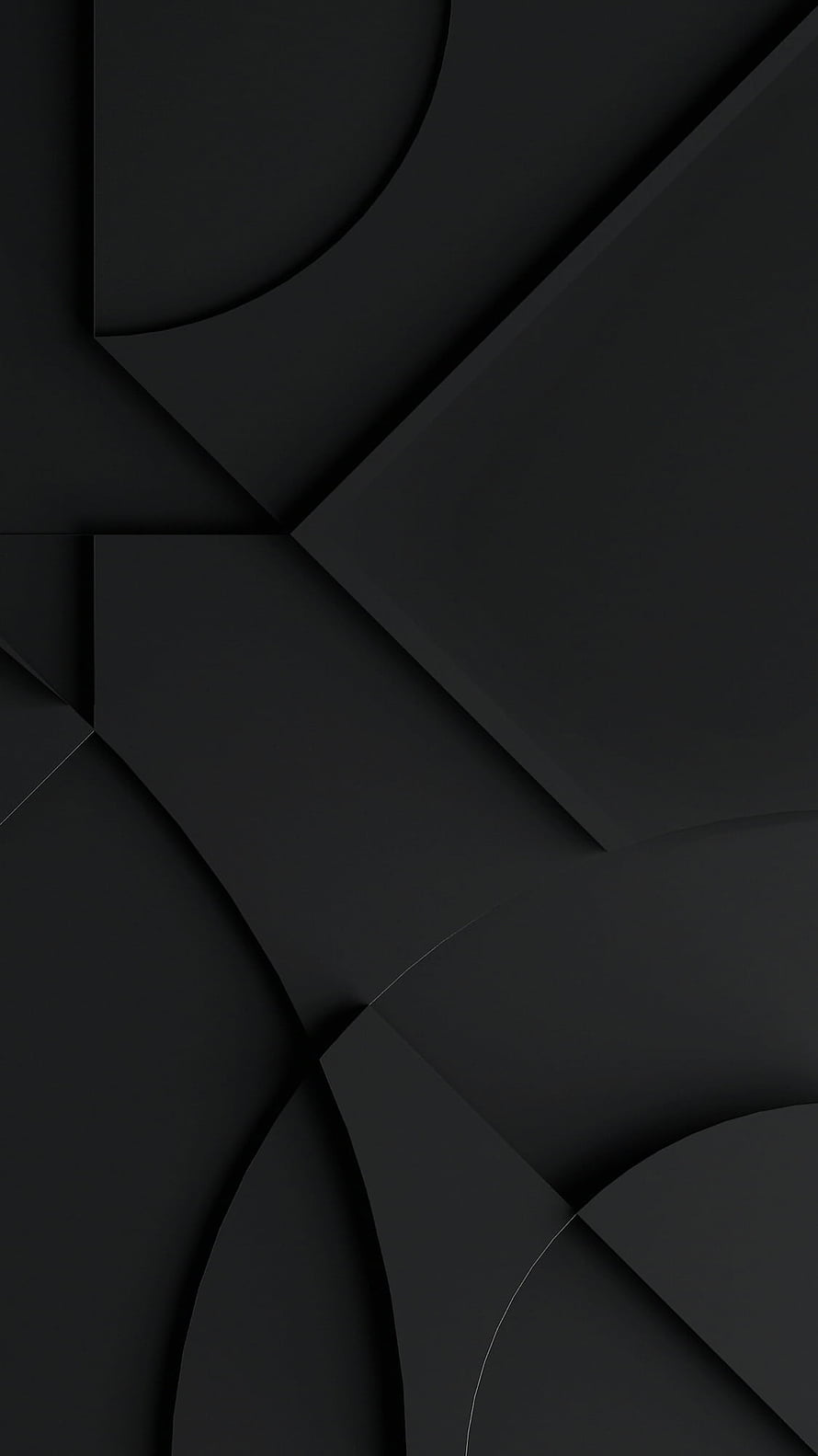 Dark Geometric Layered Abstract Design with Dimensional Shadows and Minimalist Curves HD phone wallpaper