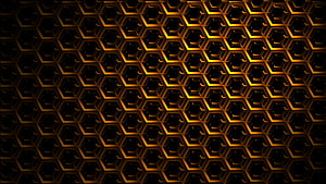 Glowing Golden Hexagonal Grid Pattern on Black Background HD wallpaper