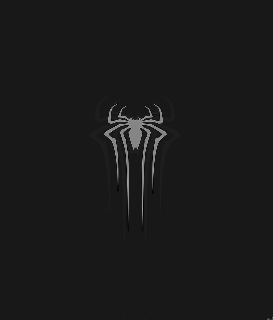 Minimalist Spider-Man Symbol on Dark Background, Logo, gray, spider-man, minimal, dark HD phone wallpaper