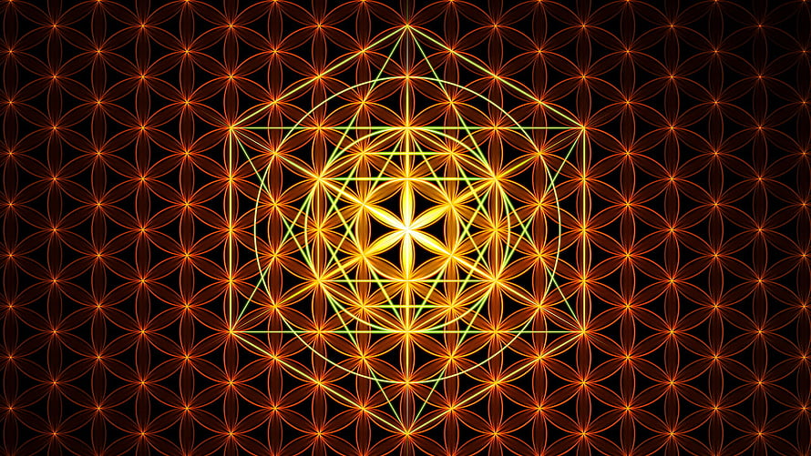 Sacred Geometry Flower of Life Pattern with Geometric Psychedelic Design on Black Background HD wallpaper