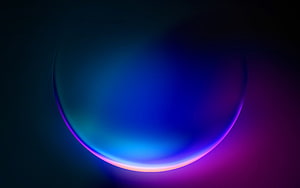 Glowing 3D Sphere with Neon Blue and Purple Gradient on Dark Background HD wallpaper