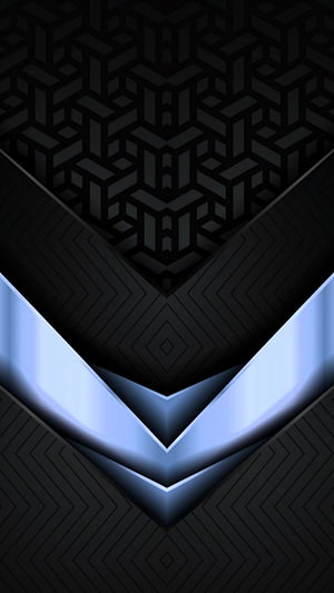 Dark Geometric Chevron Pattern with Glowing Blue Neon Accents and 3D Depth HD phone wallpaper