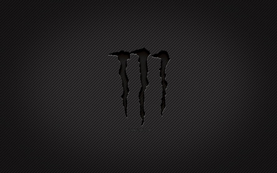 Monster Energy Carbon Logo on Dark Carbon Fiber Texture Background HD wallpaper