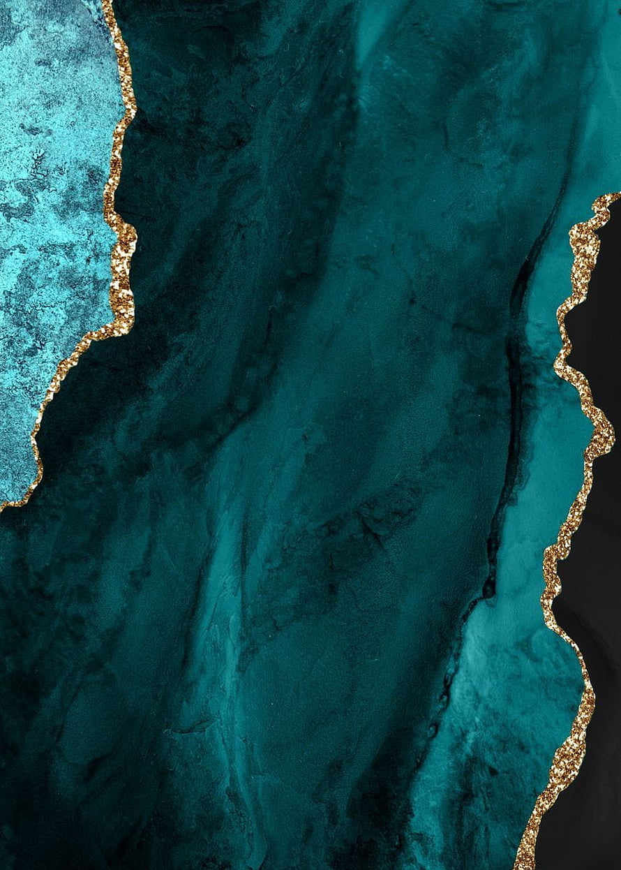 Teal and Gold Marble Abstract Wallpaper with Glitter Accents HD phone wallpaper