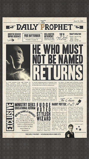 Daily Prophet Newspaper Front Page Harry Potter Wizarding World HD phone wallpaper