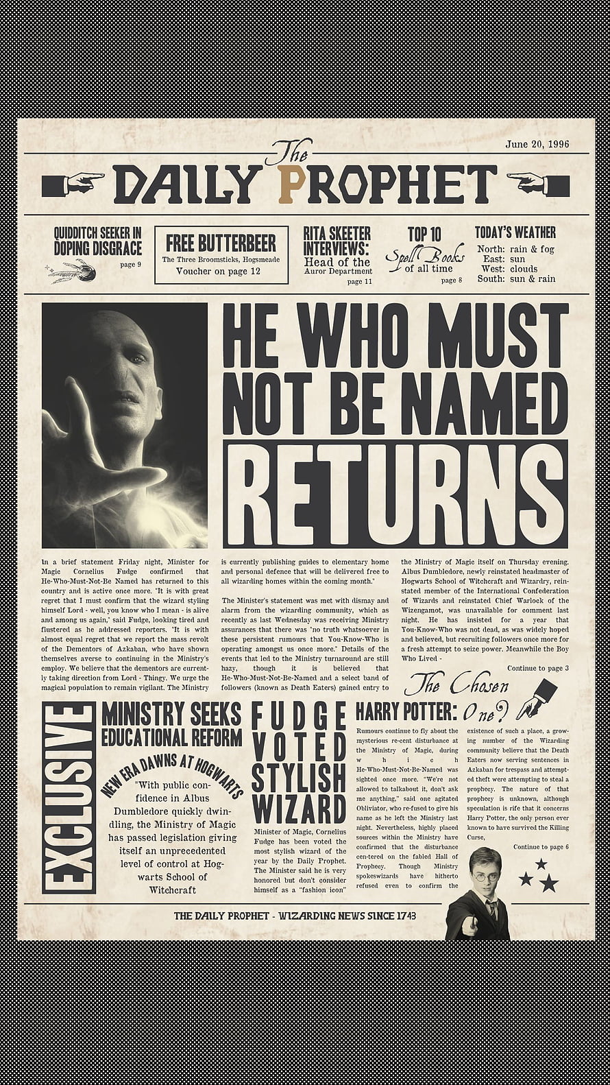 Daily Prophet Newspaper Front Page Harry Potter Wizarding World HD phone wallpaper