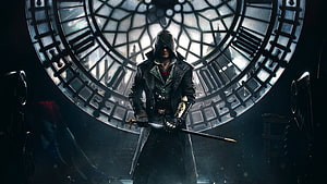 Ezio Auditore standing before the clock face in Assassin's Creed Syndicate HD wallpaper