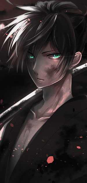 Anime Samurai Warrior With Glowing Green Eyes And Katana Sword HD phone wallpaper