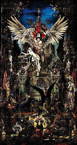 Zyzz Gym Fantasy Artwork: Winged Male Figure in Ornate Baroque Composition HD phone wallpaper