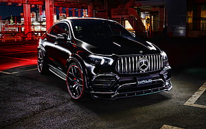 WALD Tuned Mercedes-Benz GLE-Class Coupe C167 Night City Parking Lot HD wallpaper