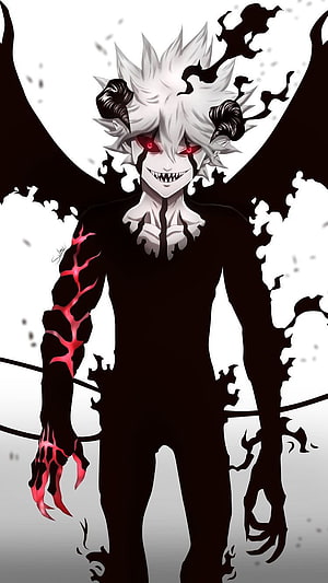 Black Clover Asta Demon Form with Black Wings and Red Eyes HD phone wallpaper