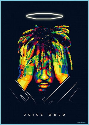 Juice Wrld Vibrant Pop Art Portrait with Halo and Colorful Dreadlocks HD phone wallpaper