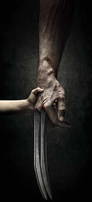 Wolverine Claws and Handshake Scene from Logan Movie Poster Art HD phone wallpaper