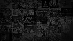 Dark Monochrome Grid of Classic Nintendo Game Box Art and Retro Console Covers HD wallpaper