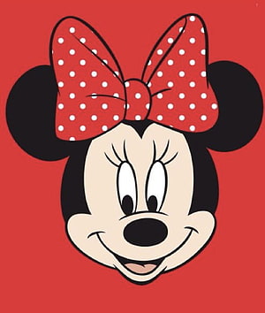 Minnie Mouse Classic Cartoon Face With Red Polka Dot Bow On Red Background HD phone wallpaper