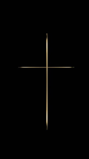 Minimalist Gold Cross on Black Background for Christian Faith and Worship HD phone wallpaper