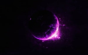 Glowing Purple Planet with Luminous Atmosphere in Deep Space HD wallpaper