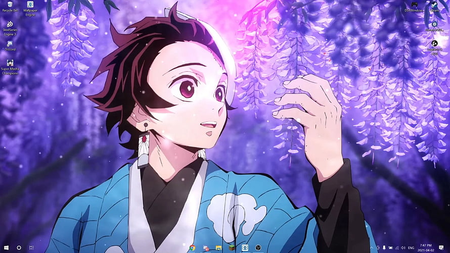 Tanjiro Kamado Reaching for Wisteria Blossoms in Demon Slayer Anime Art HD wallpaper
