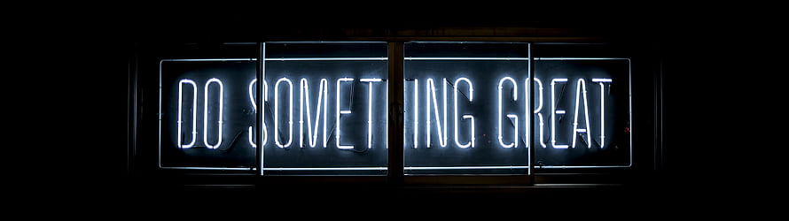 Glowing Neon Sign Reading Do Something Great In Dark Window HD wallpaper