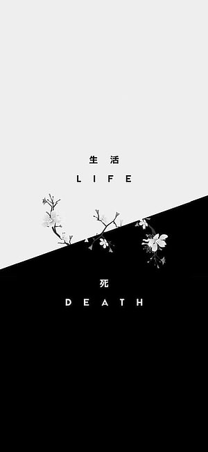 Minimalist Black and White Life and Death Wallpaper with Cherry Blossoms HD phone wallpaper