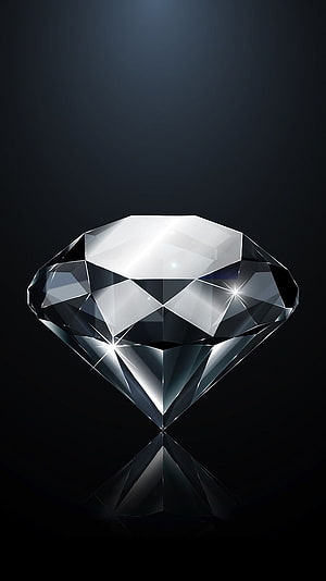 Sparkling Brilliant Cut Diamond Gemstone on Dark Background HD phone wallpaper