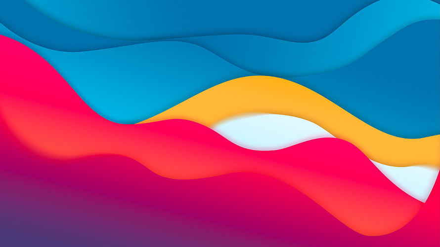 Vibrant Abstract Waves Wallpaper With Blue, Pink, And Yellow Layers HD wallpaper