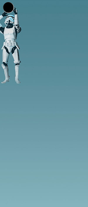Star Wars First Order Stormtrooper Standing on Minimalist Teal Background HD phone wallpaper