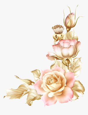 Elegant Pink and Gold Rose Floral Arrangement Illustration HD phone wallpaper