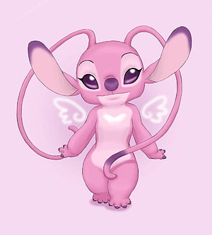 Cute Pink Angel Angel with Glowing Wings and Heart on Pastel Background HD phone wallpaper