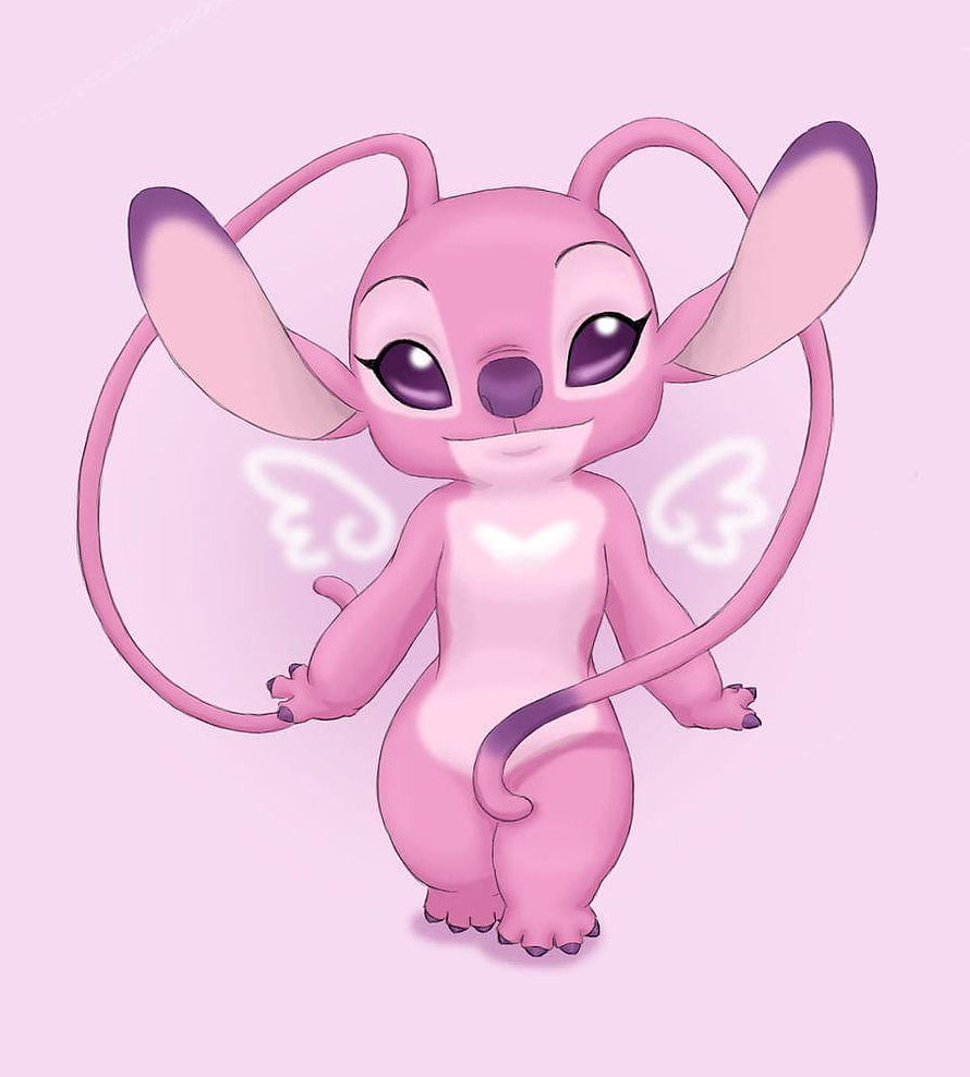 Cute Pink Angel Angel with Glowing Wings and Heart on Pastel Background HD phone wallpaper