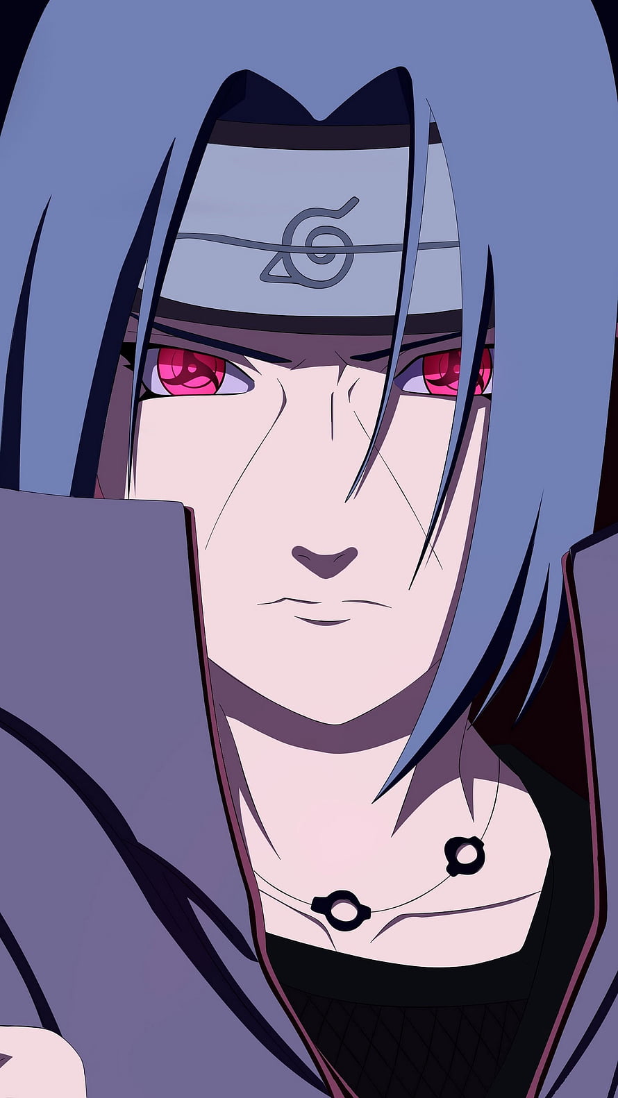 Itachi Uchiha Anime Character Portrait With Sharingan Eyes And Konoha Headband HD phone wallpaper