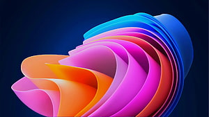 Vibrant Abstract 3D Flowing Ribbons in Pink Orange and Blue Gradient HD wallpaper