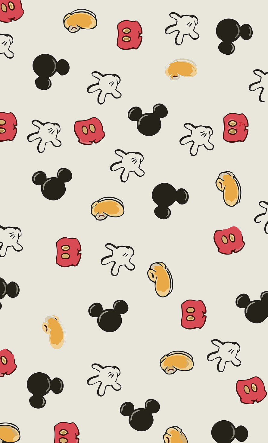Mickey Mouse Icon Pattern Wallpaper Featuring Silhouettes, Gloves, Shoes, and Shorts HD phone wallpaper