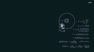 Physics Calculation of Earth's Orbital Period Using Kepler's Third Law on Dark Background HD wallpaper