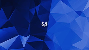 Abstract Blue Geometric Polygon Background With White Fox Logo Centerpiece HD wallpaper
