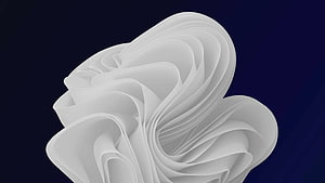 Abstract White 3D Flowing Ribbon Sculpture on Dark Blue Background HD wallpaper