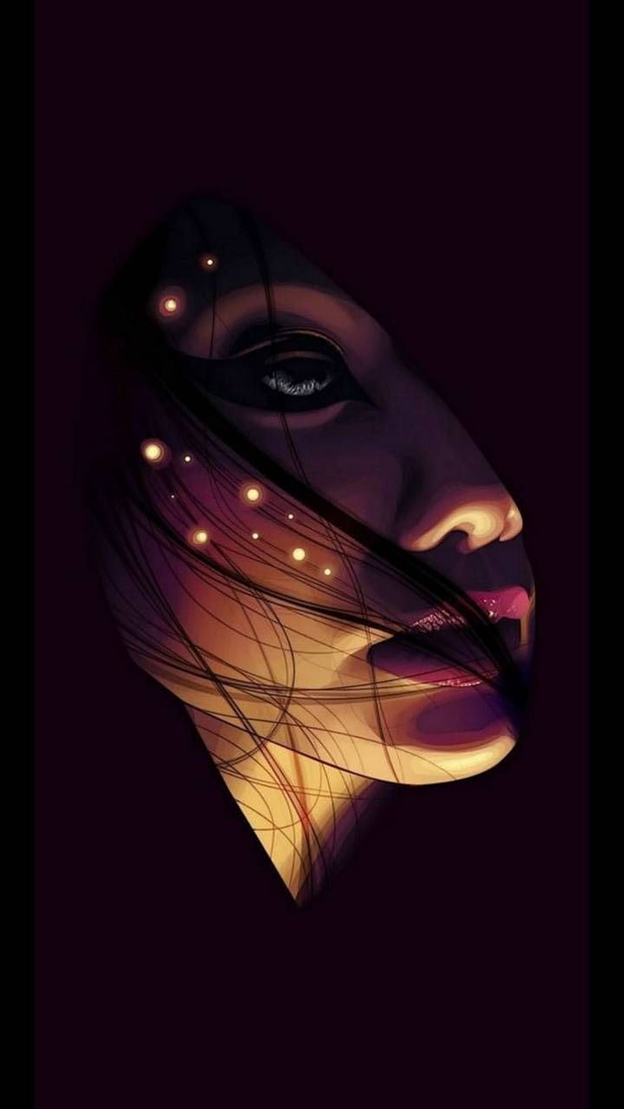 Moody Digital Portrait of a Woman with Glowing Hair Strands and Dark Aesthetic, Girl art, Bad Girl Art HD phone wallpaper