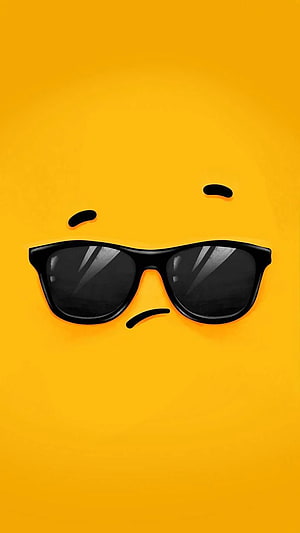 Cool Smirking Emoji Face With Sunglasses On Yellow Background HD phone wallpaper