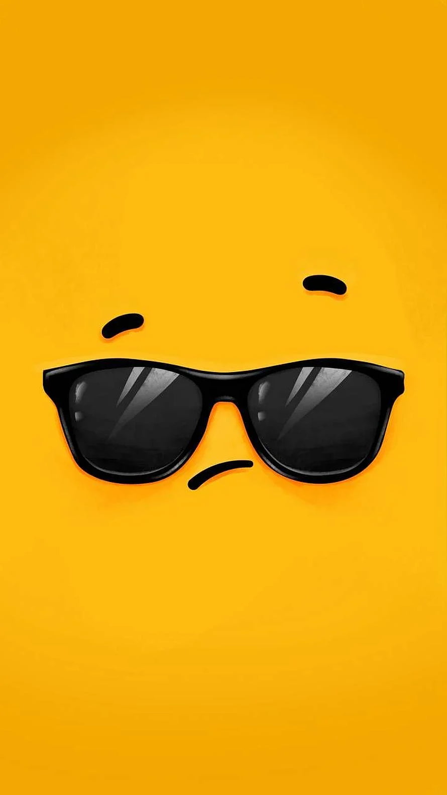 Cool Smirking Emoji Face With Sunglasses On Yellow Background HD phone wallpaper