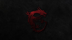 MSI Dragon Logo Emblem on Dark Textured Background HD wallpaper