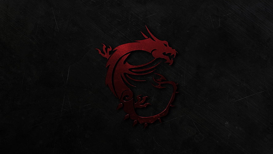 MSI Dragon Logo Emblem on Dark Textured Background HD wallpaper
