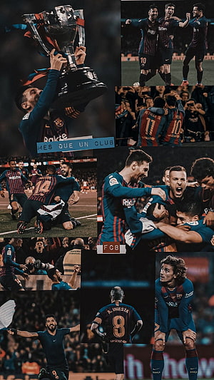 FC Barcelona Champions League Trophy Celebration and Player Moments HD phone wallpaper
