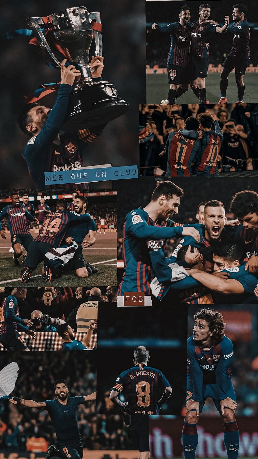 FC Barcelona Champions League Trophy Celebration and Player Moments HD phone wallpaper