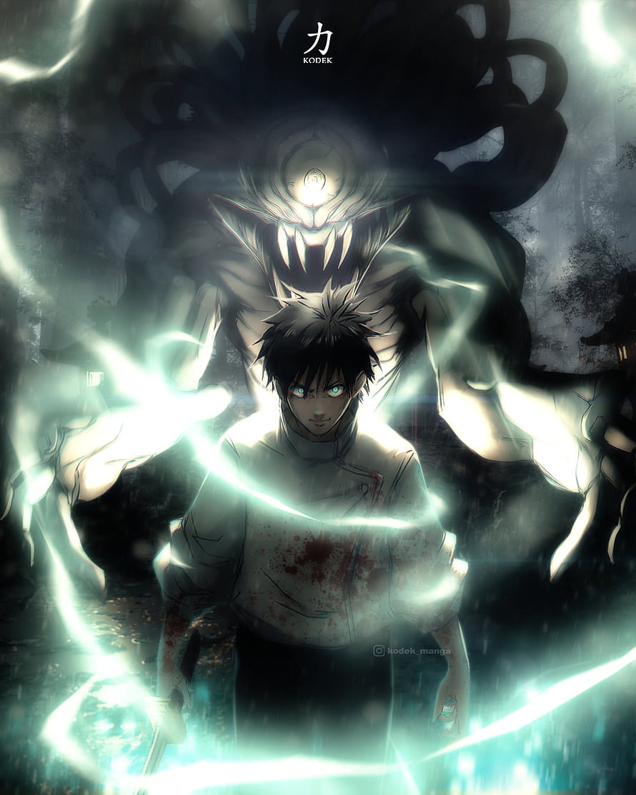Yuta Okkotsu and Rika in Dark Jujutsu Kaisen Anime Illustration HD phone wallpaper