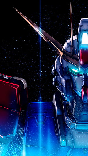 Gundam RX-78-2 Close-Up Portrait in Deep Space with Glowing Blue Eyes and Antenna HD phone wallpaper