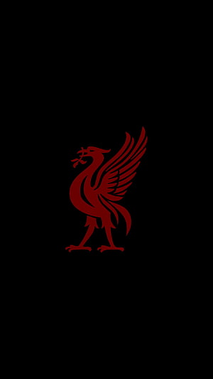 Liverpool FC Liverbird Emblem in Deep Red on Black Background HD phone wallpaper