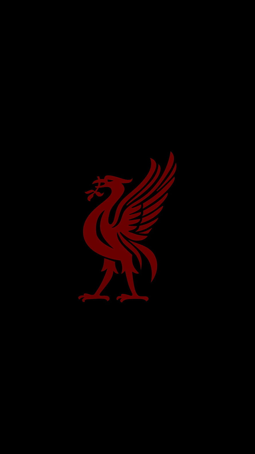 Liverpool FC Liverbird Emblem in Deep Red on Black Background HD phone wallpaper