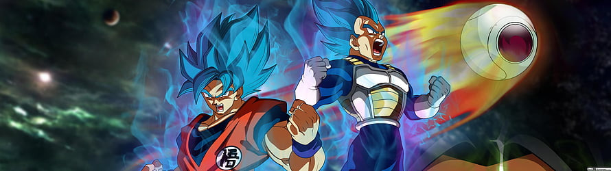 Goku and Vegeta Super Saiyan Blue Anime Battle Scene with Energy Blast HD wallpaper
