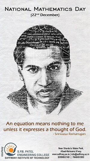 Srinivasa Ramanujan Portrait with Mathematical Equations for National Mathematics Day HD phone wallpaper