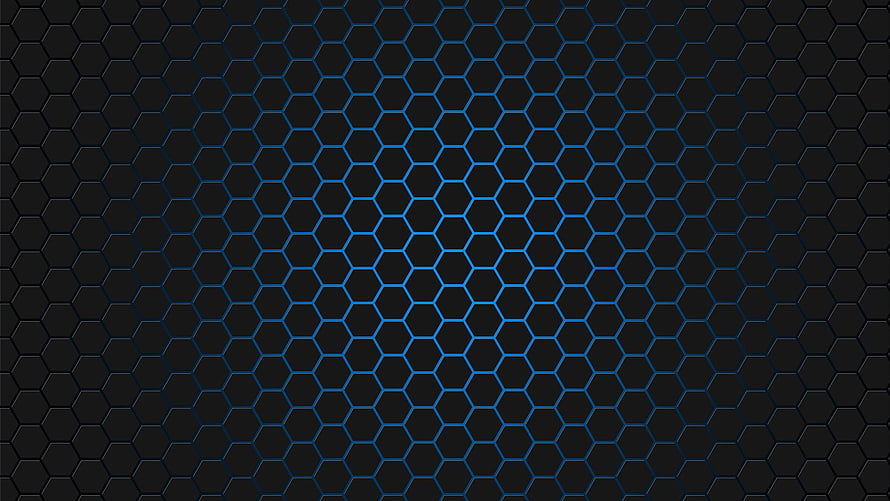 Dark Blue Hexagonal Honeycomb Grid Abstract Geometric Pattern Background HD wallpaper